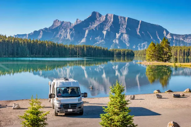 rv van in banff national park alberta canada